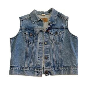Levi’s 1980s Vintage Denim Trucker Vest Light Wash Womens Small